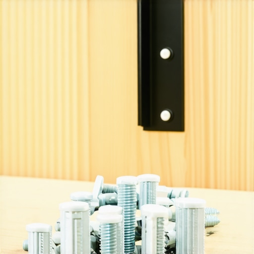 Close-up of metal bolts being used for TV mounting instead of plastic anchors