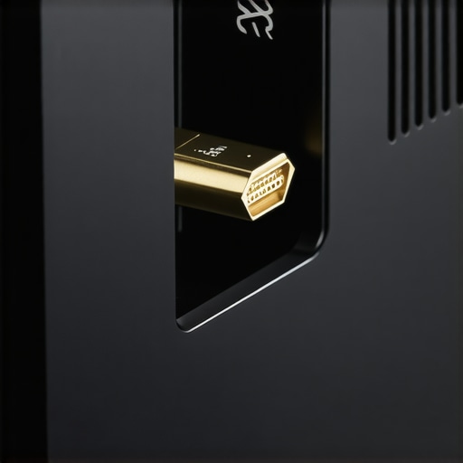 Close up of an HDMI 2.1 cable being plugged into an 8K television port