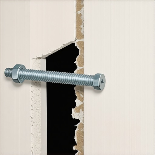 Installing a heavy-duty toggle bolt Close-up of a metal toggle bolt being used to secure a TV mount to drywall without studs.