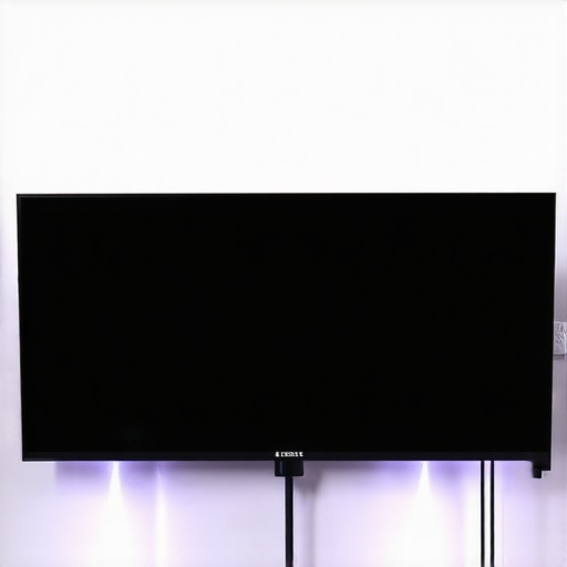 LED bias lighting strip installed on the rear of a wall-mounted OLED television to reduce eye strain from PWM flicker.