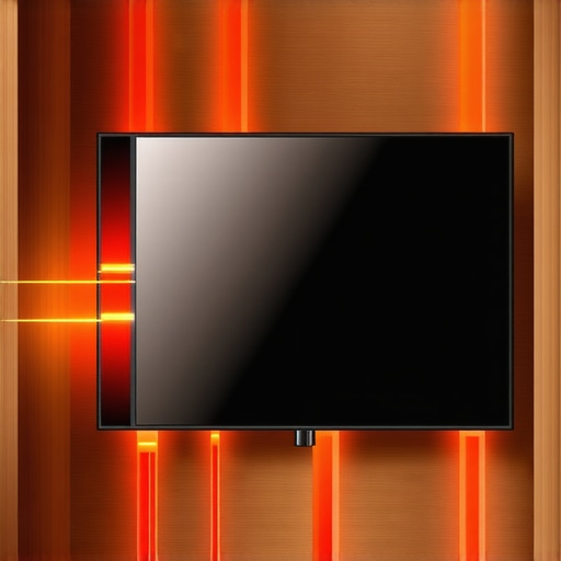 A diagram illustrating how heat builds up behind a TV in a tight cabinet, causing software lag.