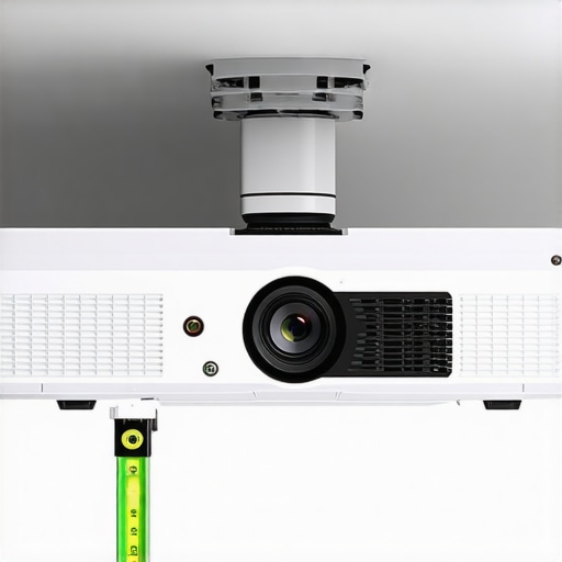 Leveling a home theater projector for perfect geometry A spirit level placed on top of a projector to ensure a square image