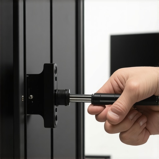 Maintaining Wall Mount Tension Technician tightening a swivel TV mount with a hex key