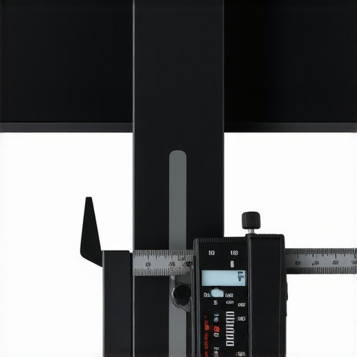 Measuring VESA mount screw depth Close up of measuring the screw hole depth on a flat screen TV to prevent panel damage.