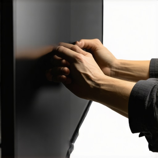 A slim OLED TV being installed on a professional wall mount to avoid panel stress.