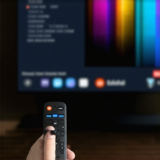 Navigating Advanced TV Motion Settings A hand using a TV remote to adjust motion smoothing and de-judder settings in an advanced picture menu.
