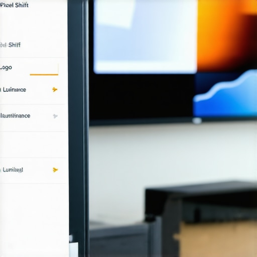 OLED Screen Safety Settings Menu Close-up of OLED TV settings for Pixel Shift and Logo Luminance adjustment to prevent burn-in.