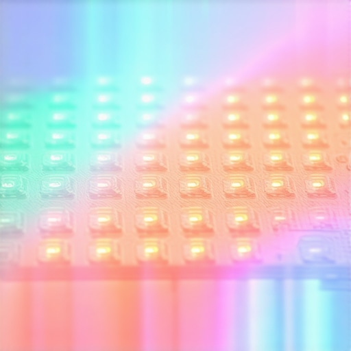 Extreme close-up of OLED sub-pixels highlighting the organic layer structure