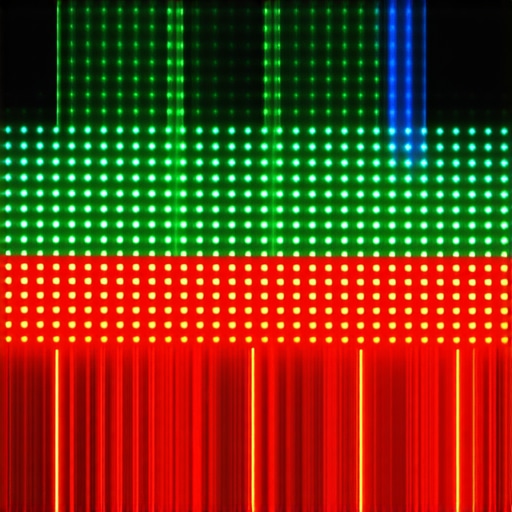 Close-up view of OLED sub-pixels illustrating voltage variance