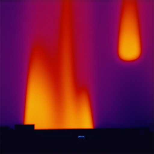 OLED Thermal Hotspot Visualization Thermal imaging showing heat distribution across a modern television panel.
