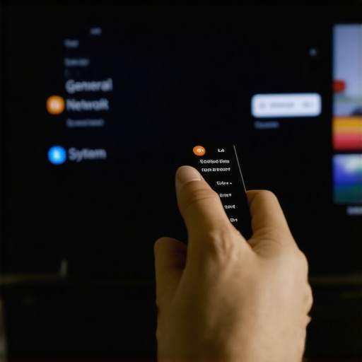 Optimizing Smart TV Settings for Better Performance Close-up of a person navigating a smart TV settings menu to improve speed and performance