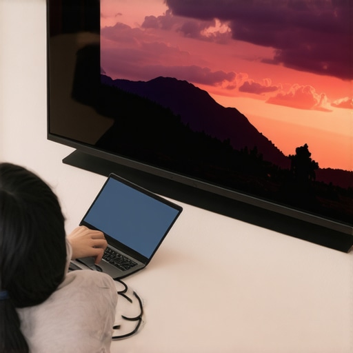 Pre-installation testing of an active HDMI cable A homeowner conducting a floor test of an active HDMI cable to ensure signal stability before wall mounting.