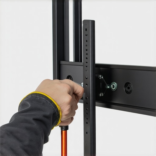 Precise TV Mount Installation Close-up of a wall mount being secured to a television to avoid screen pressure.