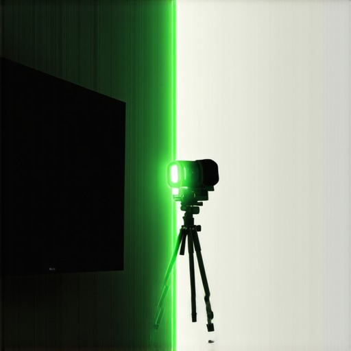 Precision Laser Alignment for 8K Television A green laser line used for perfectly aligning a wall-mounted 8K TV.