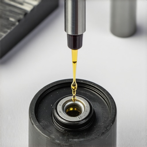 Technician using a needle oiler on a projector color wheel bearing