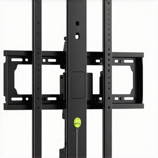 A high-quality steel full-motion TV wall mount holding a modern thin television display with organized cables.