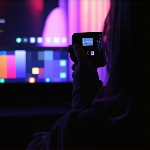 Close up of a colorimeter calibrating a high-end OLED television