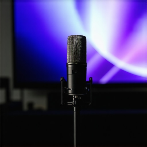 Calibration microphone in front of a home theater screen