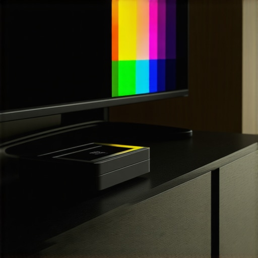 Professional Calibration Tools for Home Theater Digital level and UHD benchmark disc on a media console