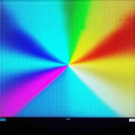 A colorimeter being used to calibrate an OLED TV screen for color accuracy.
