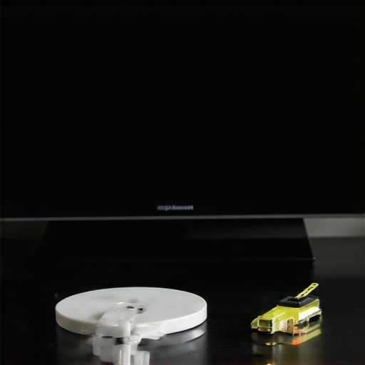 Professional Display Calibration Tools Close up of a calibration disc and cleaning kit on a home theater console