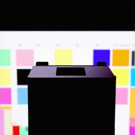 A colorimeter sensor measuring color accuracy on an OLED screen