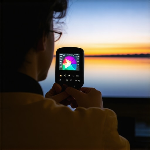 Professional OLED Calibration Tool Person using a colorimeter to calibrate an OLED TV for color accuracy