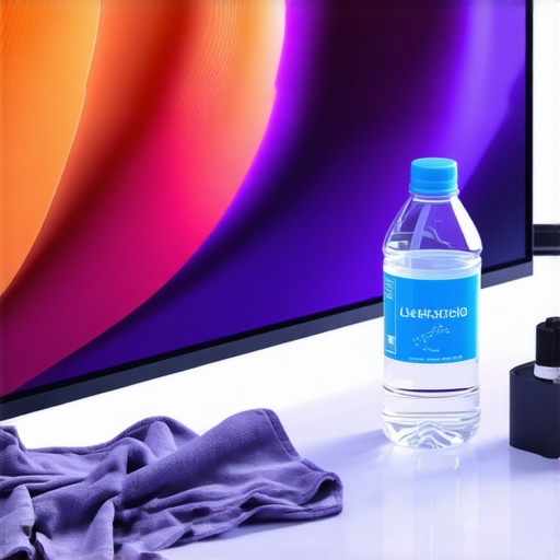 Close-up of cleaning an OLED screen with a microfiber cloth