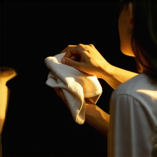 Professional OLED Screen Cleaning Technique A person cleaning an OLED TV screen with a microfiber cloth to maintain picture quality.