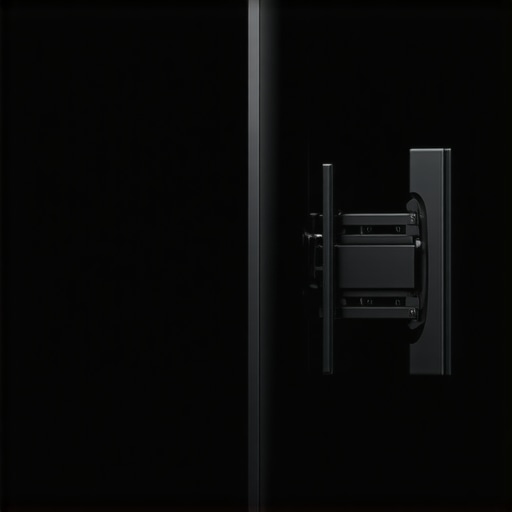 Close up of a thin OLED TV on a specialized wall mount