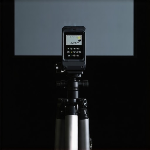 Professional Projector Calibration Tool in Action A colorimeter measuring light levels on a projector screen for calibration.