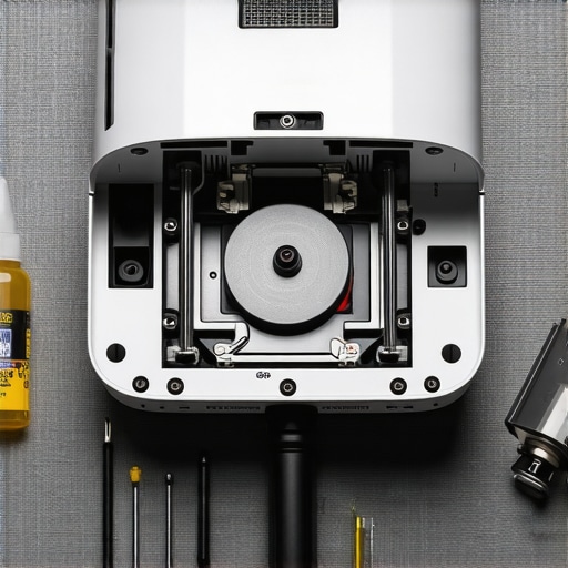 Close up of precision tools and synthetic oil for projector repair