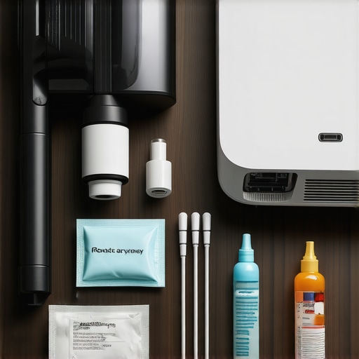 Close up of projector cleaning tools like air blowers and swabs