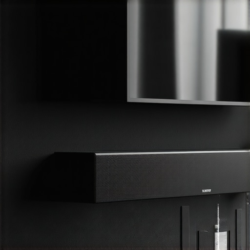 Professional Soundbar Mounting and Alignment A sleek soundbar mounted beneath a wall-mounted TV for optimal home theater acoustics.