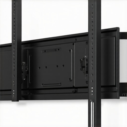 Professional Streaming Box Mounting with Airflow Clearance A streaming box mounted behind a TV using a VESA bracket with proper ventilation and managed cables.