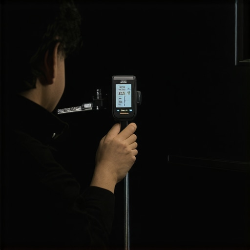 Professional TV Leveling with Digital Tools Technician using a digital level on a swivel-mounted OLED TV to ensure perfect alignment.