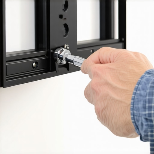 Professional TV Wall Mount Installation Close up of installing a TV mount to a wall stud safely