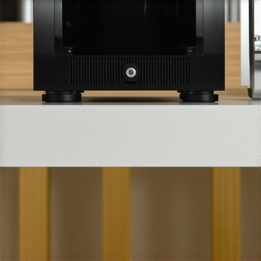 A close-up view of mechanical isolation dampers on a projector mount to prevent image blur.
