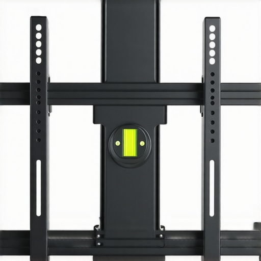 Close up of a professional TV wall mount with level tool