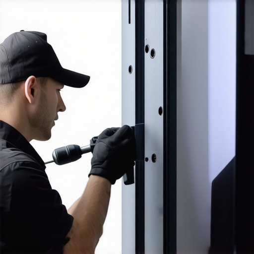 Professional adjustment of a full-motion TV wall mount A technician adjusting the tension on an articulating TV wall mount arm