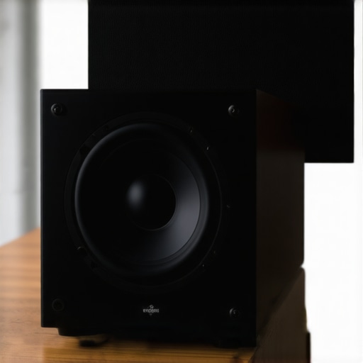Proper Center Channel Tilting Technique A center channel speaker tilted upward on acoustic foam wedges for better audio alignment.