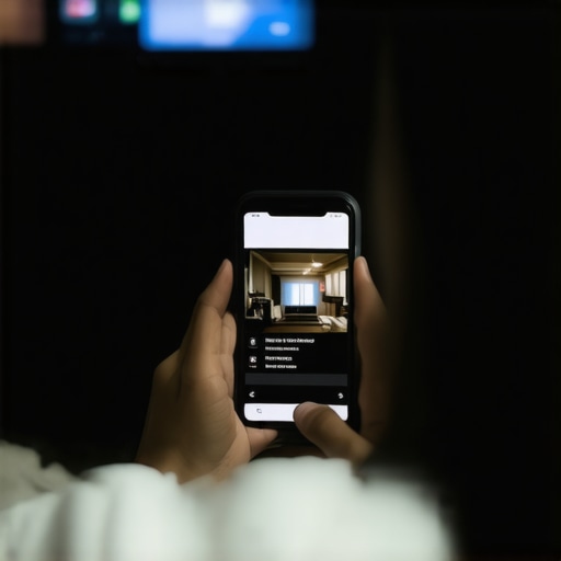 Smart phone taking photo of TV settings menu