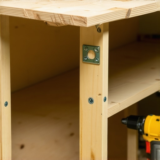 Reinforcing a sagging TV stand with steel brackets DIY reinforcement of a TV stand using a metal bracket to support a heavy television.