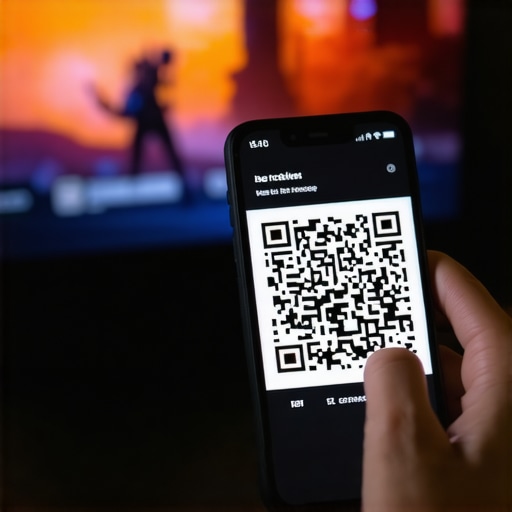 A person uses a smartphone to scan a QR code on an HDMI cable box to verify 48Gbps bandwidth capability.