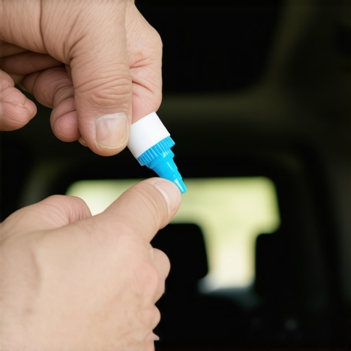 Securing TV Mount Screws with Threadlocker Applying threadlocker to a TV mount screw in a van build