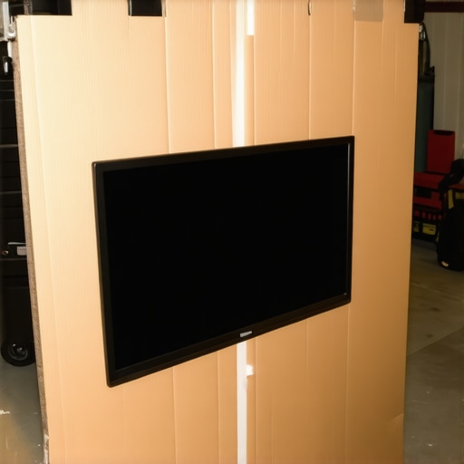 A high-end television being packed into a professional moving box with foam protection for safe transport.