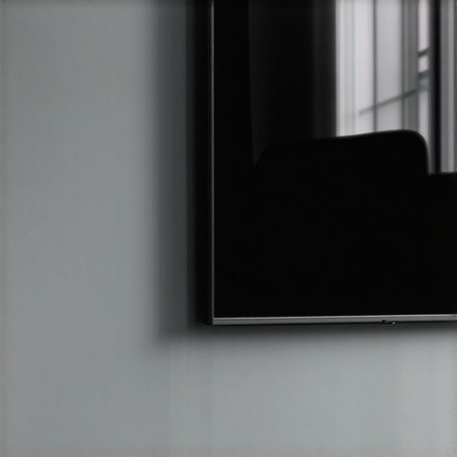 Side profile of a flush mounted OLED TV Close-up view of an ultra-thin OLED TV mounted perfectly flat against a wall with zero gap.