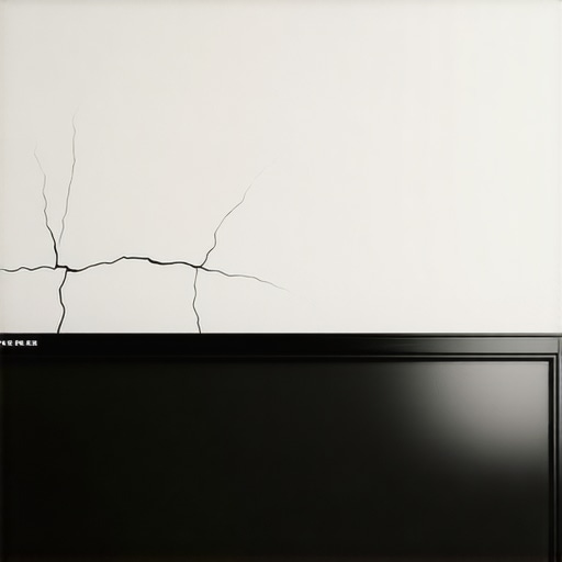 Drywall cracking around a sagging full-motion TV wall mount.