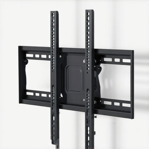 Diagram showing a TV mount bridge between two walls in a corner setup.
