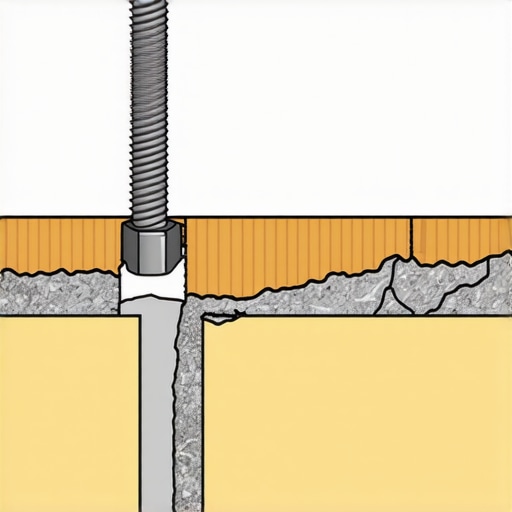 A diagram showing how a bolt can cause tile to crack if there is a gap in the mortar behind it.